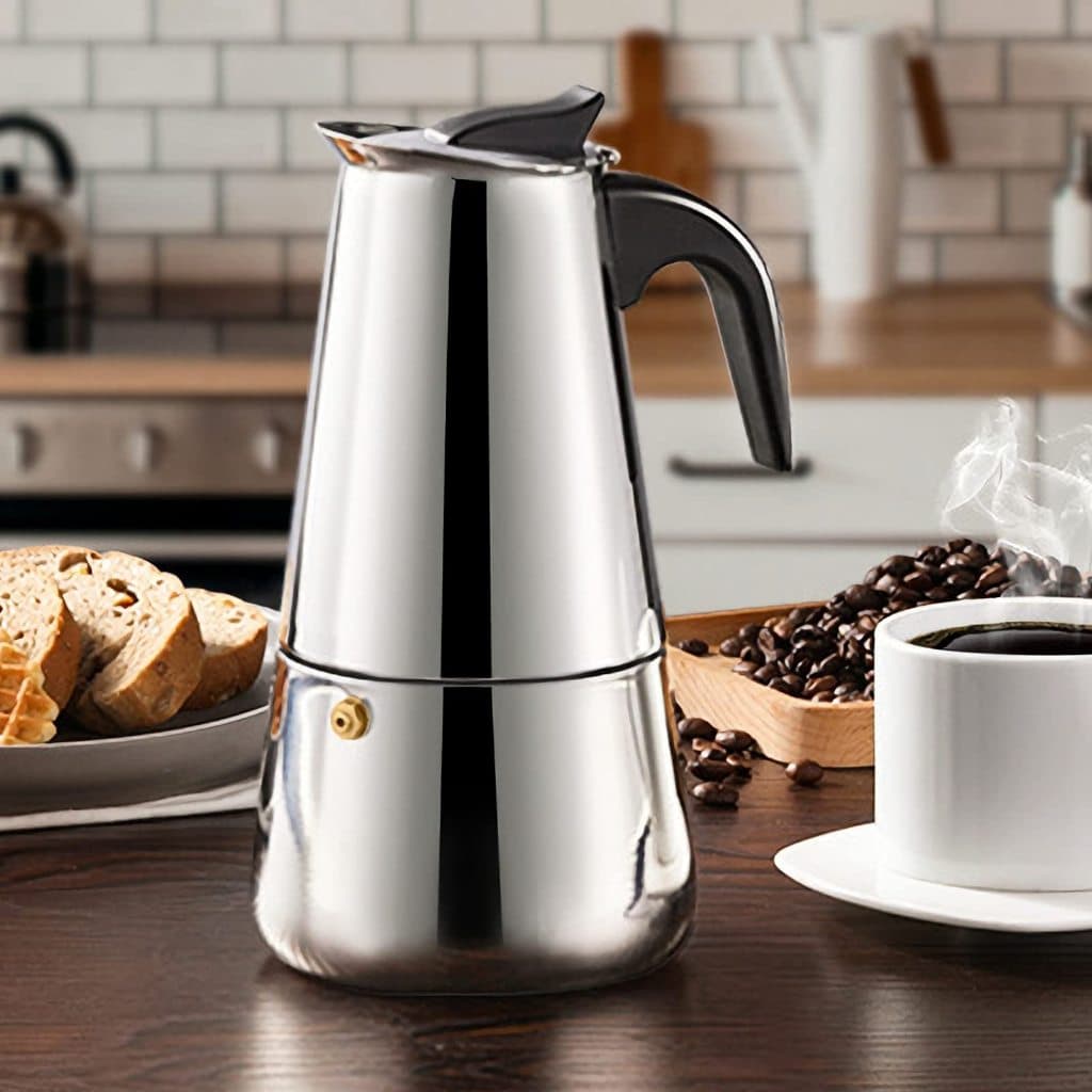 Cafeteira Tipo Italiana Inox para 6 xicaras Café Chá Bule Caneco de Alumínio