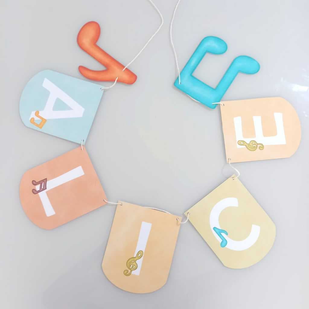 Bandeirola personalizada música aquarela/varal decorativo festa instrumentos musicais/ decoração festa infantil música
