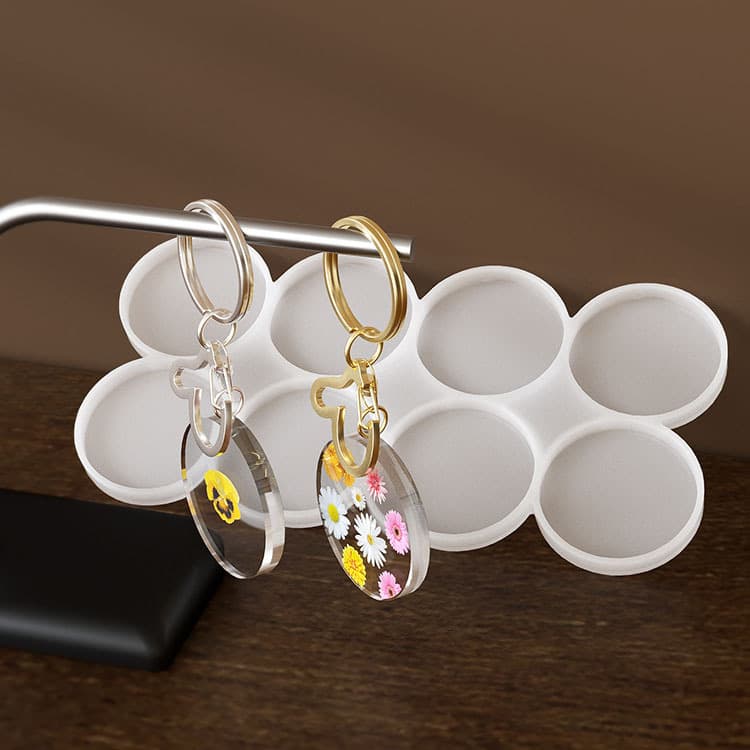 Molde Silicone Círculos 8 Cavidades / Molde Redondo para Resina Epóxi