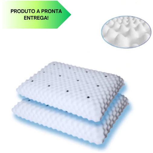 Kit 2 Travesseiros Magnéticos Ortopédicos Terapêuticos Infravermelho Perfil Médio Casca de Ovo Anti Ronco Dor Relaxament