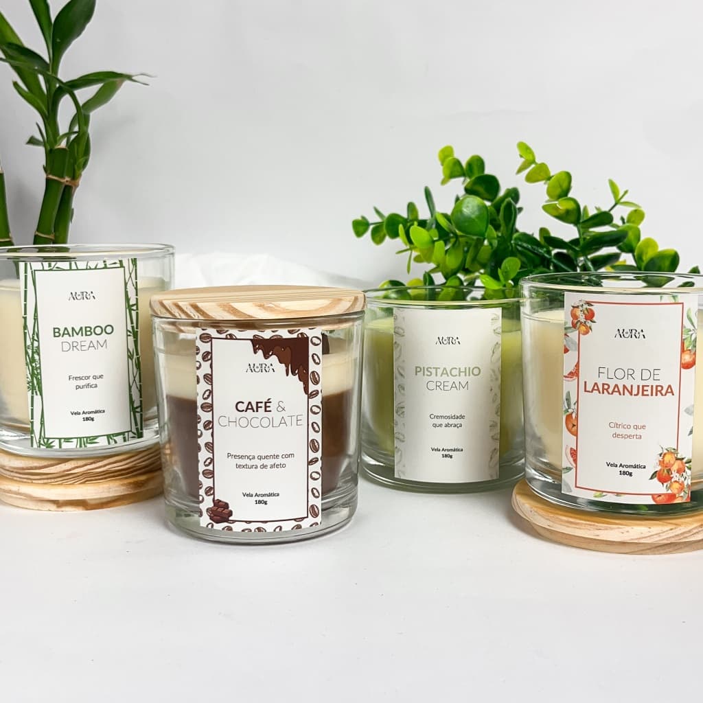 Vela Aromática Perfumada - 180g - 40h de Queima | Cera Vegetal, Aromas Exclusivos Premium – Aura
