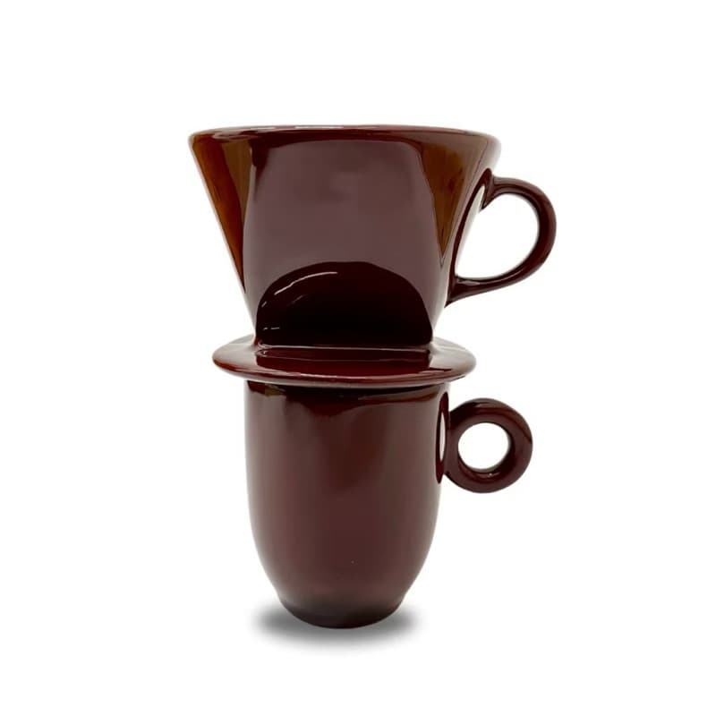 Kit Caneca Bojuda 230ml Cerâmica com Coador Individual