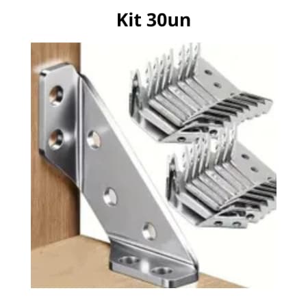 Kit Reforço conector De Canto em aço inox Reforço em Móveis Armários Cadeiras 15/30un Reforço estrutural