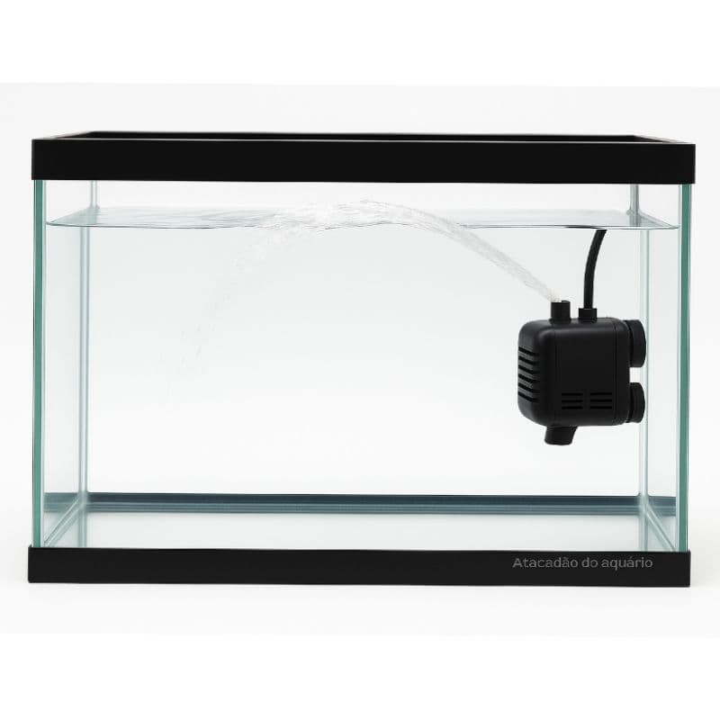 aquário 18 litros com bomba e borda em preto 40x20x25 para peixes e plantas ornamentais
