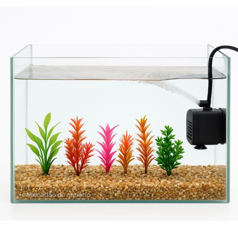 aquário 12 Litros 35x17x22 com plantas bomba e cascalho de rio natural para peixes e plantas
