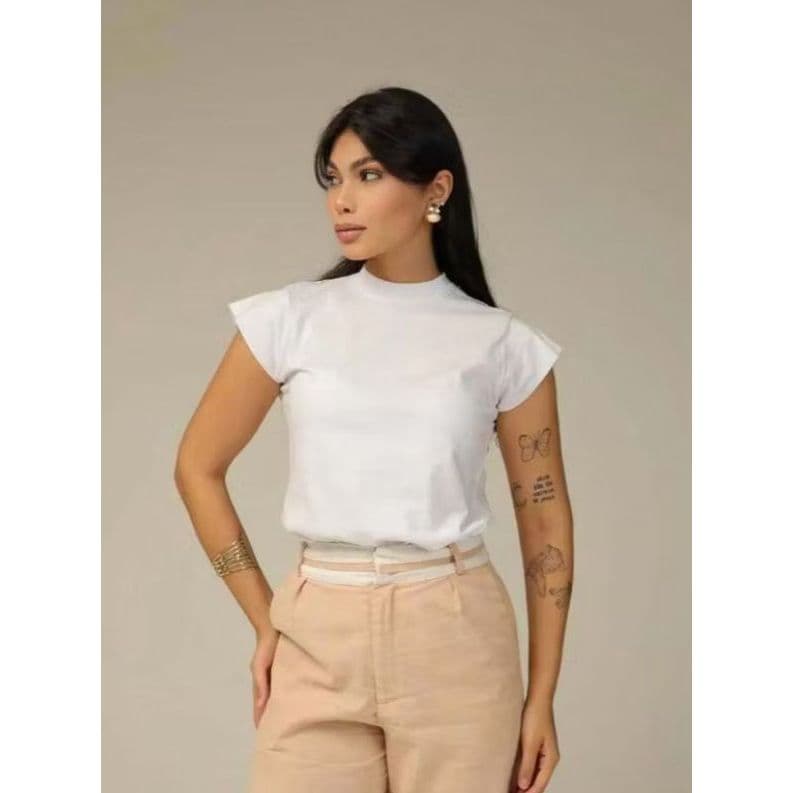 T-Shirt Muscle Tee Baby Look Gola Alta 100% Algodão Otima Qualidade - PROMOÇÃO