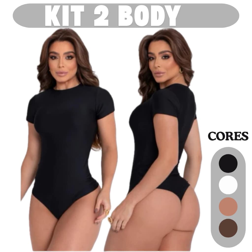 Kit 2 Body Feminino Suplex Com Forro Manga Curta Liso Basico Bori Bory Roupa Feminina