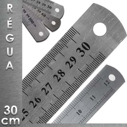 Régua de metal aço inox 30 cm para artesanato Nybc