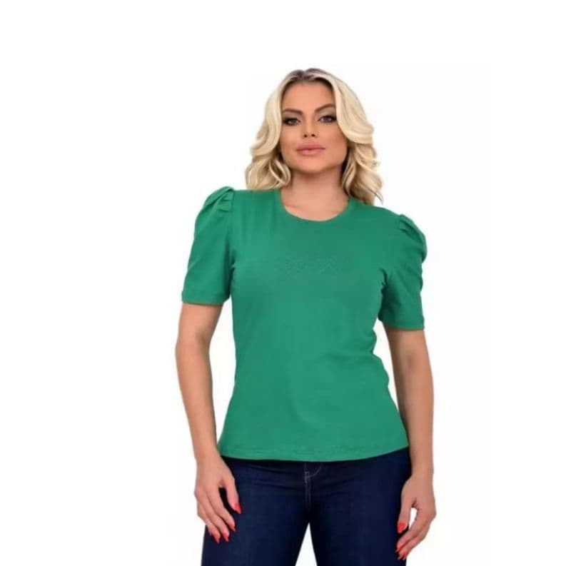 Camisas Feminina Manga Bufante Baby Look Lisa100% Algodão Ótima Qualidade PROMOÇÃO