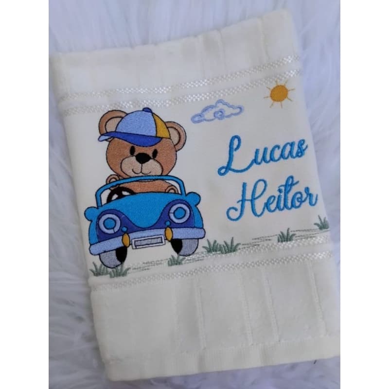 Toalha de mão, boca, lavabo, infantil personalizada com nome e desenho, tema ursinho.