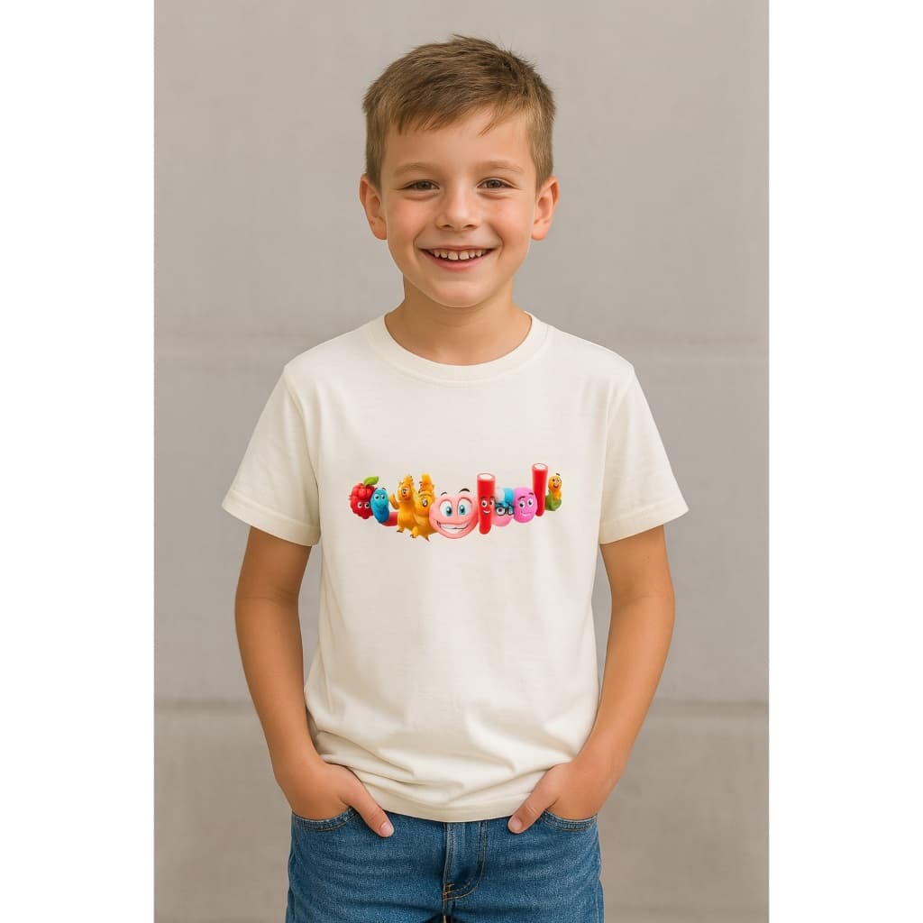 roupa infantil camiseta bala fini blusa 100% algodão camisa unissex opção presente Camiseta