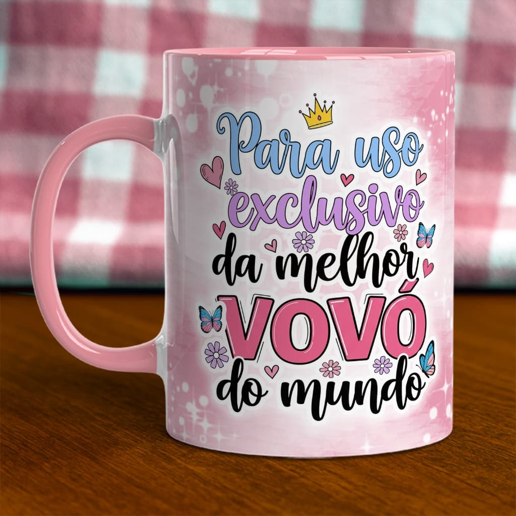CANECA PARA USO EXCLUSIVO DA MELHOR VOVÓ DO MUNDO PERSONALIZADA - DIA DOS AVÓS