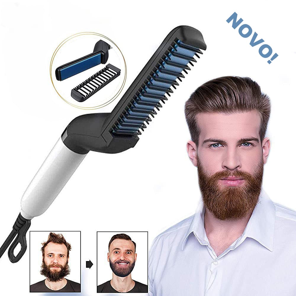 Modelador Pente Portatil para cabelo e barba masculino Pente Eletrico Escova Alisadora