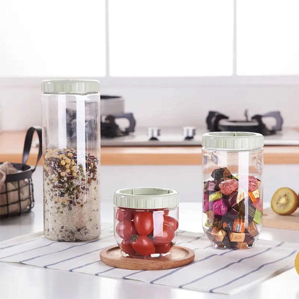 Conjunto 3 Potes Plástico Hermetico Transparente Com Tampa Empilhavel Micro-ondas Freezer - Sortida