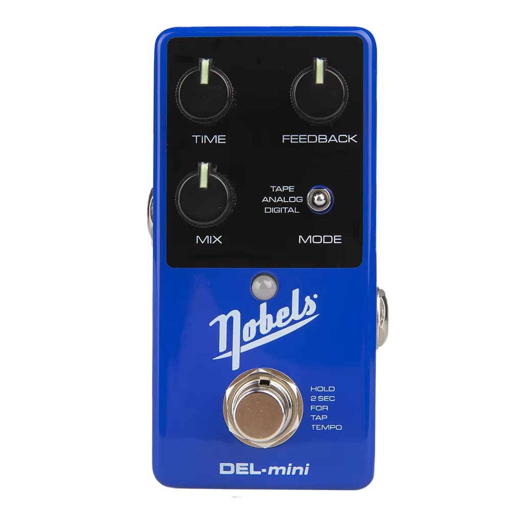 Pedal de retardo estéreo compacto Nobels DEL-mini Pedal de efeito de retardo com três modos de retardo distintos: Fita