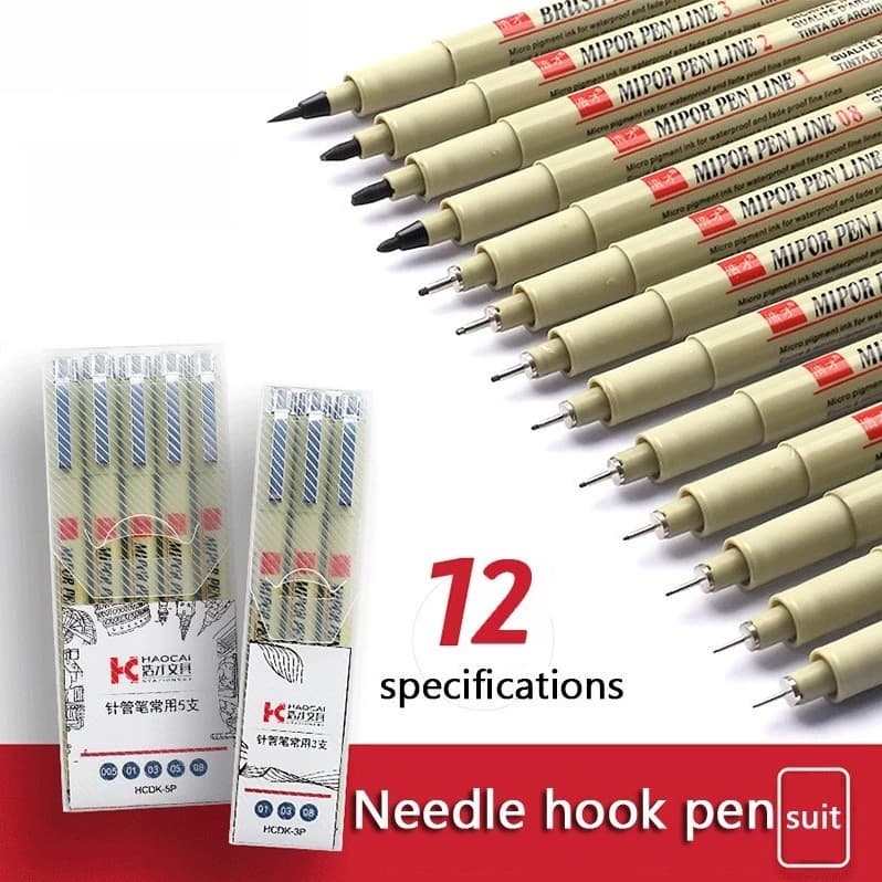 6/12/24PCS Canetas Profissional Desenho Técnico Mangá Artístico Lettering Brush Caligrafia