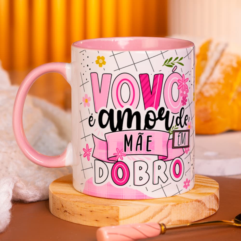 CANECA VOVÓ É AMOR DE MÃE EM DOBRO PERSONALIZADA - DIA DOS AVÓS - DIA DAS MÃES
