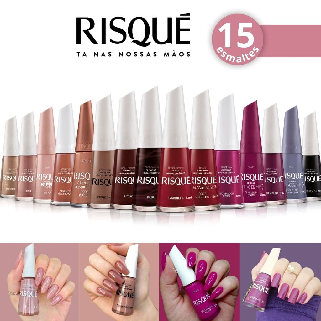 Esmalte Risque Nude Roxo Vermelho Esmaltes Promoção Atacado