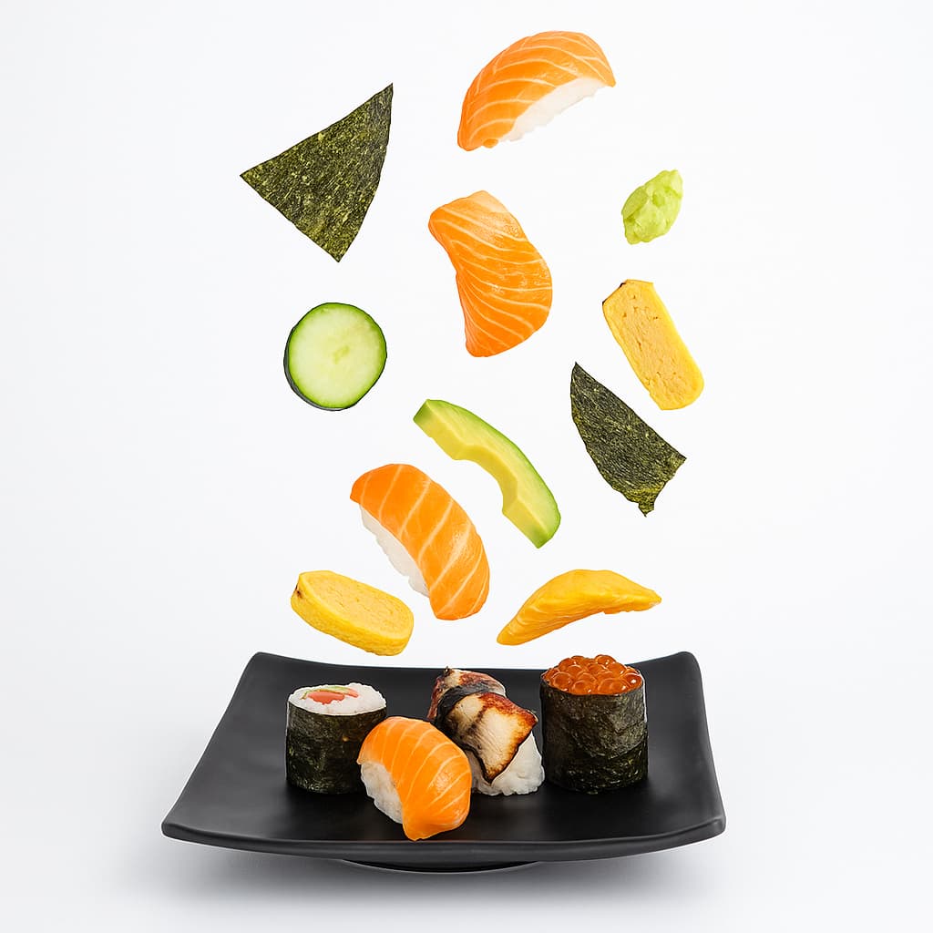 Prato Japonês Quadrado Oriental Melamina Preto Para Sushi 14,9cm