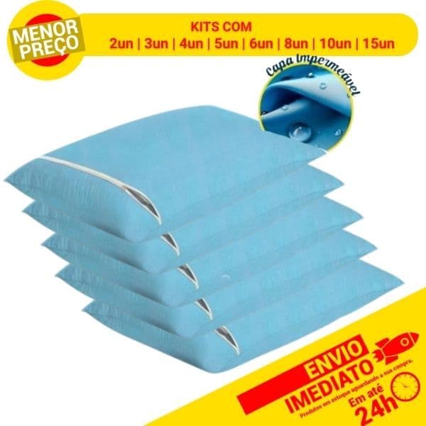 Capa Protetora de Travesseiro Impermeável Não Molha Anti Ácaro Zíper Kits Com 2 a 15 - Envio Rápido