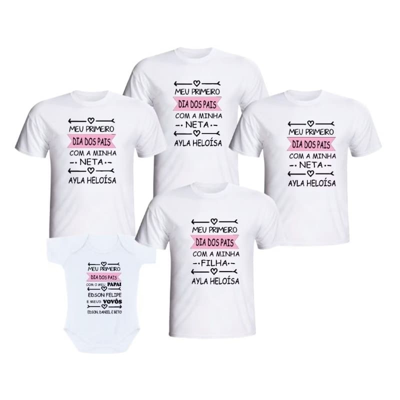 kit camisetas e body de bebe meu primeiro dia dos pais 5 peças papai filho e vovôs Presente dia dos Pais