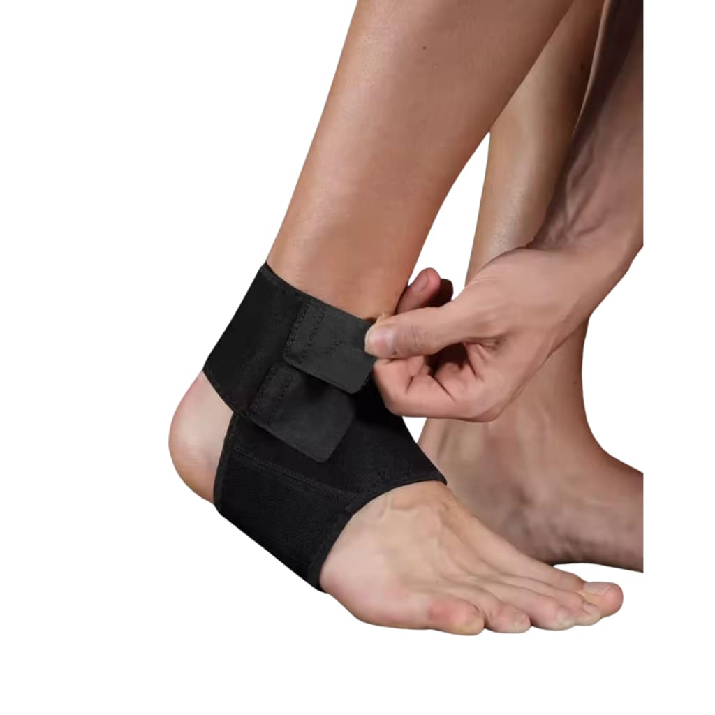 Tornozeleira Protetora Neoprene com Compressão Ajustável Suporte, Alívio e Conforto