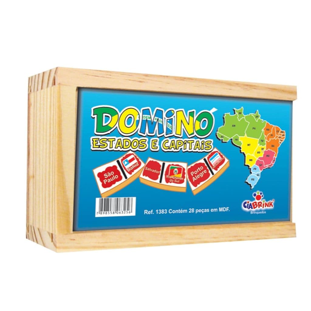 Dominó Estados e Capitais 28 Peças MDF Ciabrink Jogo