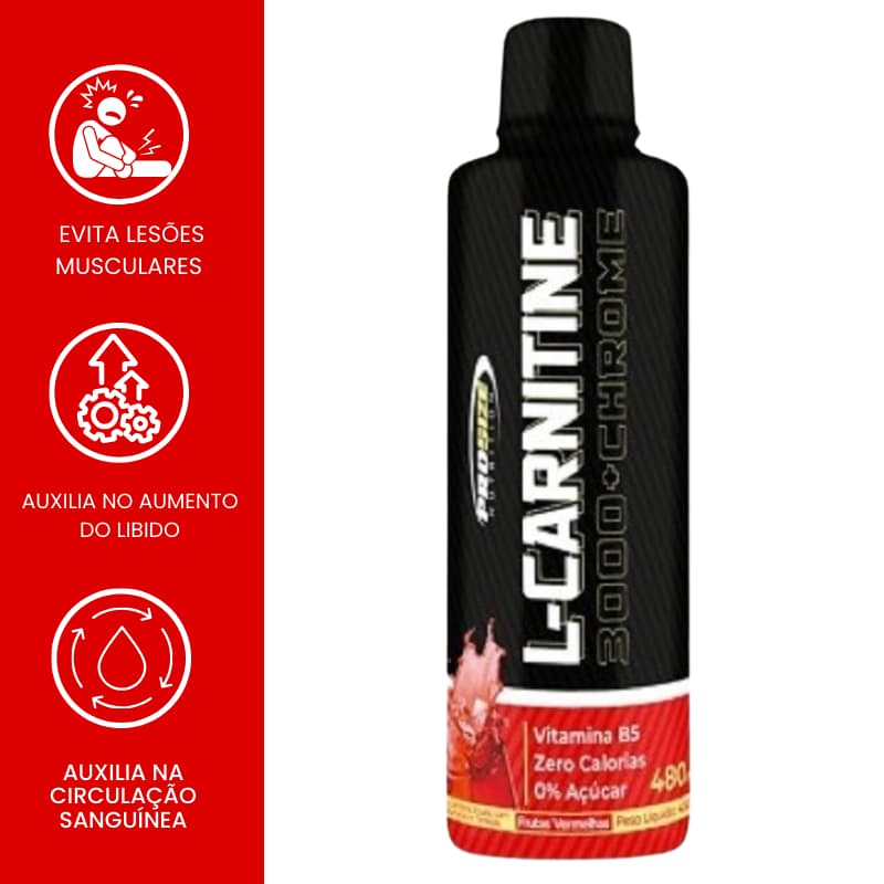 L - Carnitina 3000 + Chromium Frutas Vermelhas 480ml Prosize Nutrition - Envio Rápido