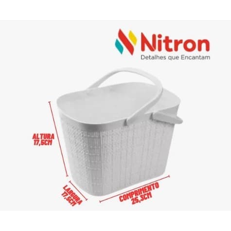 OFERTA Cesto Organizador Multiuso Decorativo Juta Com Alça Branco 277/B Nitron