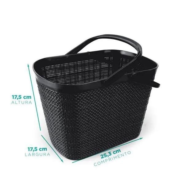 OFERTA Cesto Organizador Multiuso Decorativo Juta Com Alça Preto 277/P Nitron