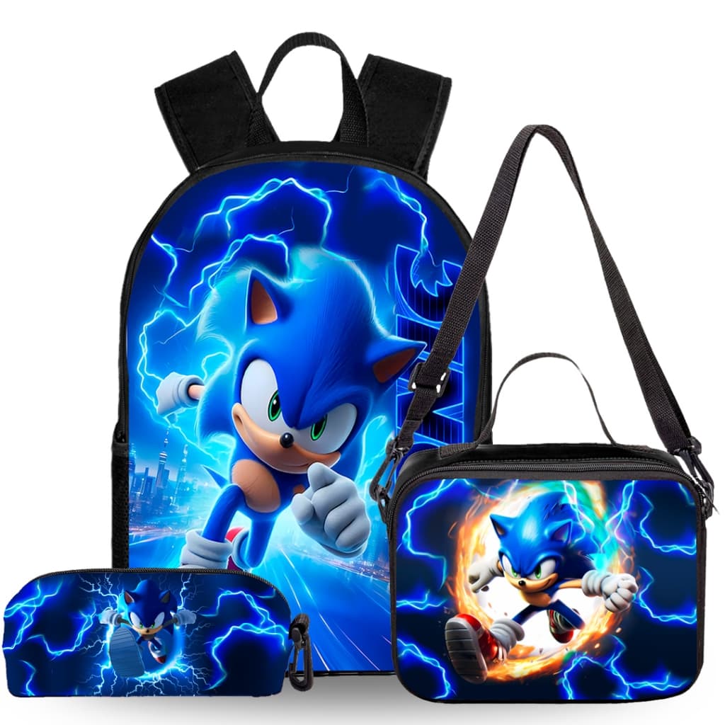 Kit Escolar Infantil Sonic Costura Reforçada e segura.