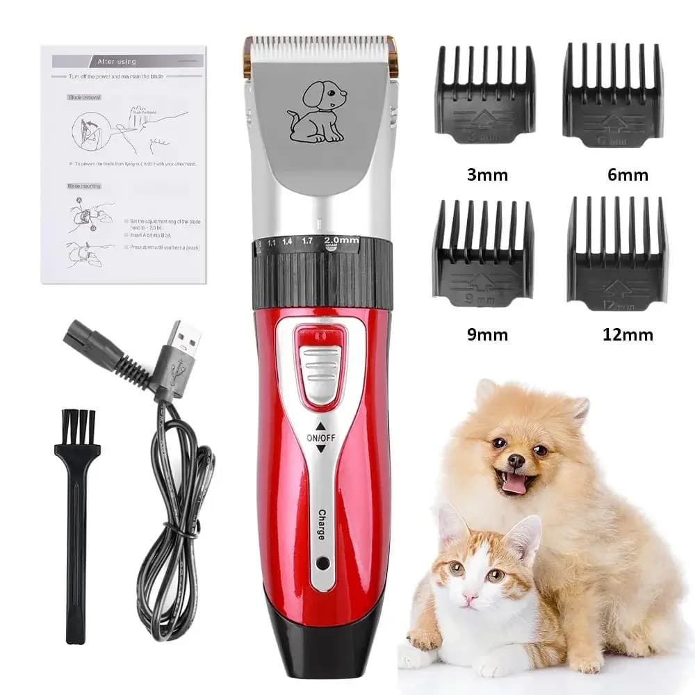 Maquina De Tosa Pet Sem Fio Recarregável Cachorro Gato Kit Com Pente Tesoura Pets Cães Tosador