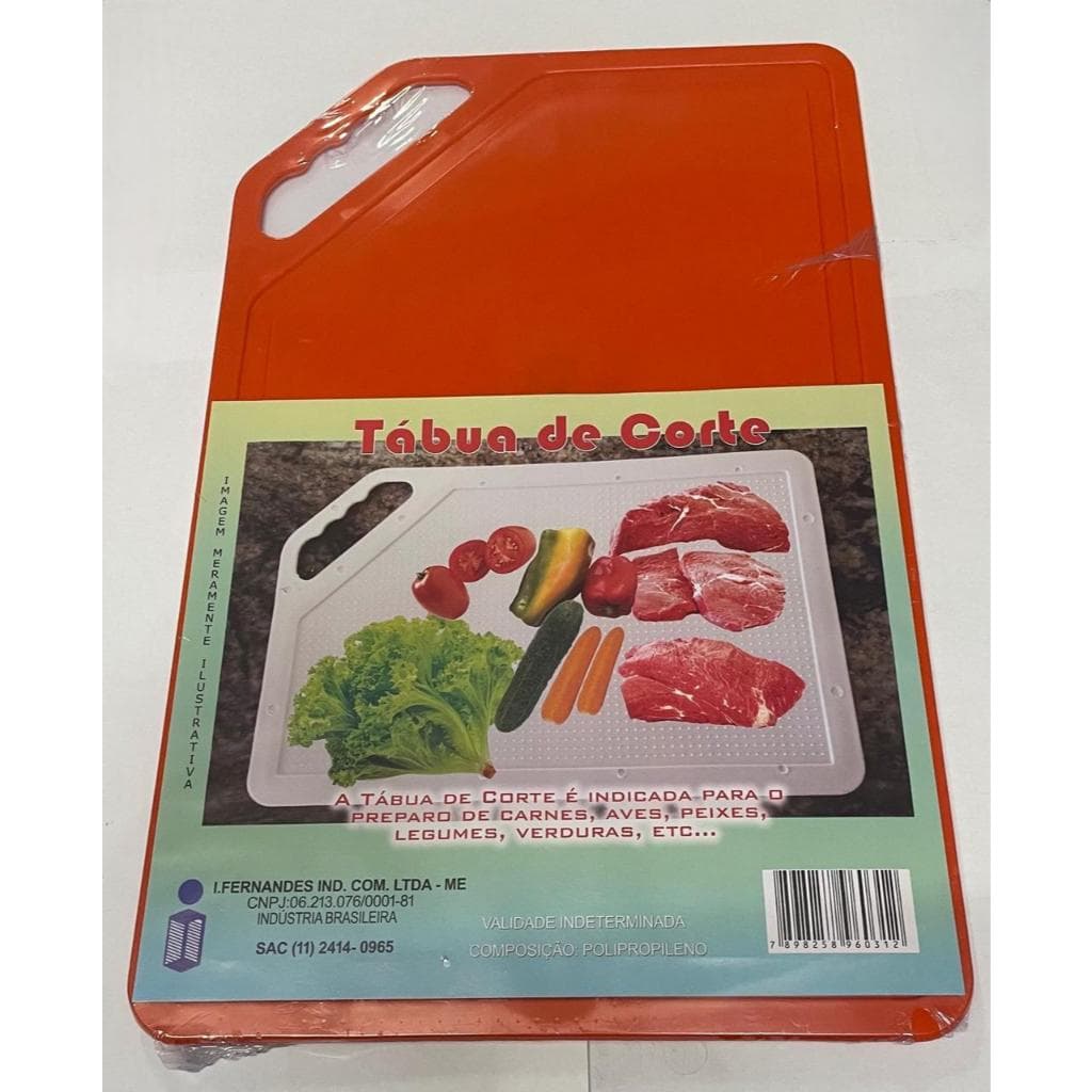 Tábua de Carne de Plástico 33x21 -Tábua para Cortes de Alimentos para Cozinha e Churrasco