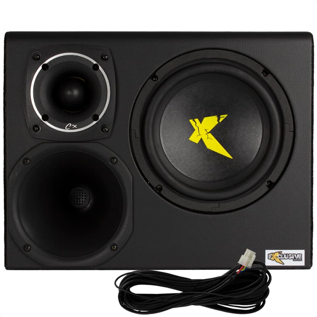 Caixa Amplificada Exclusive Xc 200 Trio Subwoofer Driver Tweeter 300 Wrms C/ Chicote 4,5 Metros