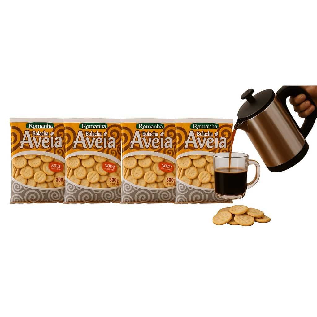 Bolacha De Aveia Romana 300g - Kit C/4 Unidades