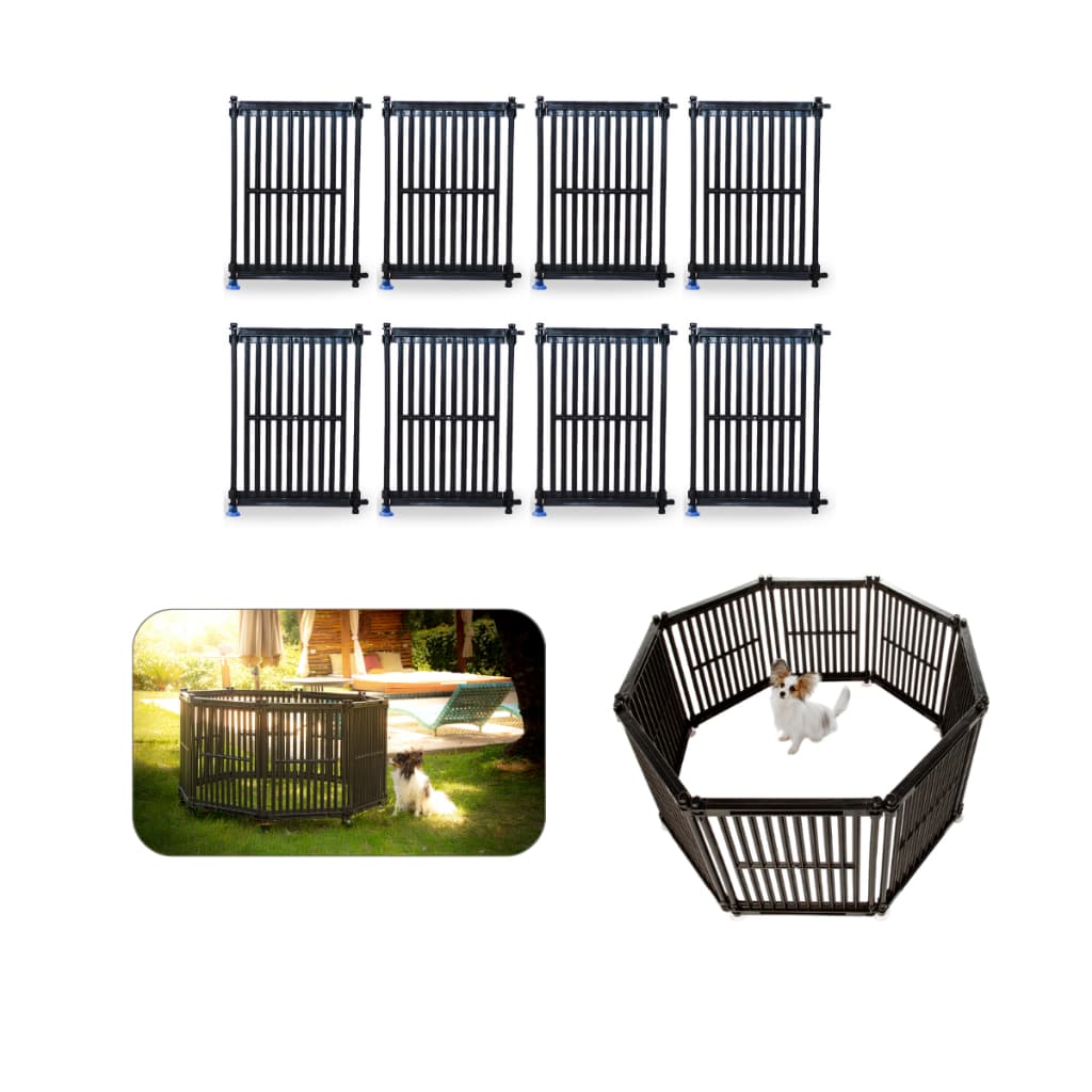 Cercadinho Pet 8 Lados Preto p/ Spitz Alemão – Premium Cercado Filhote Spitz Alemão Preto PVC c/ Ventosas