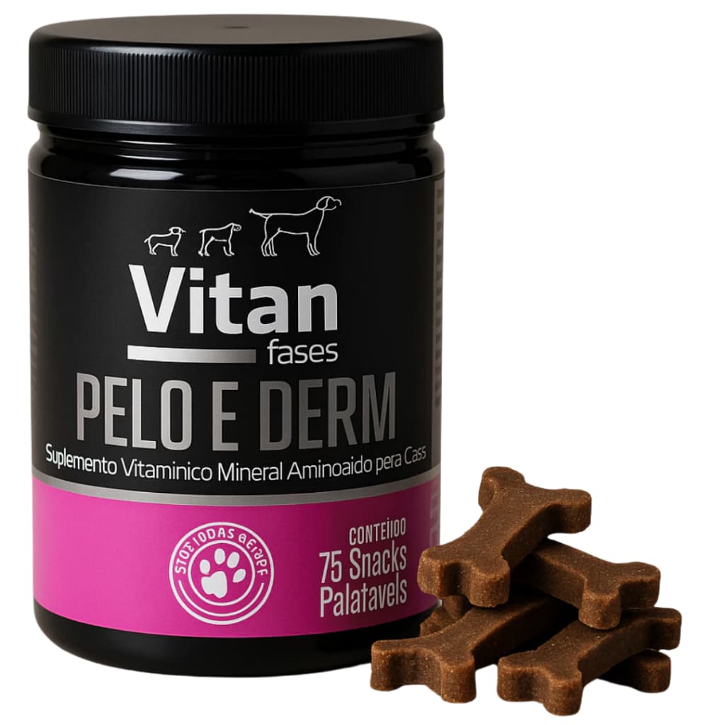 Suplemento Pelo e Derme  para Cães - Contra dermatite e queda de pelos cachorros 75 comprimidos - biotina para cães
