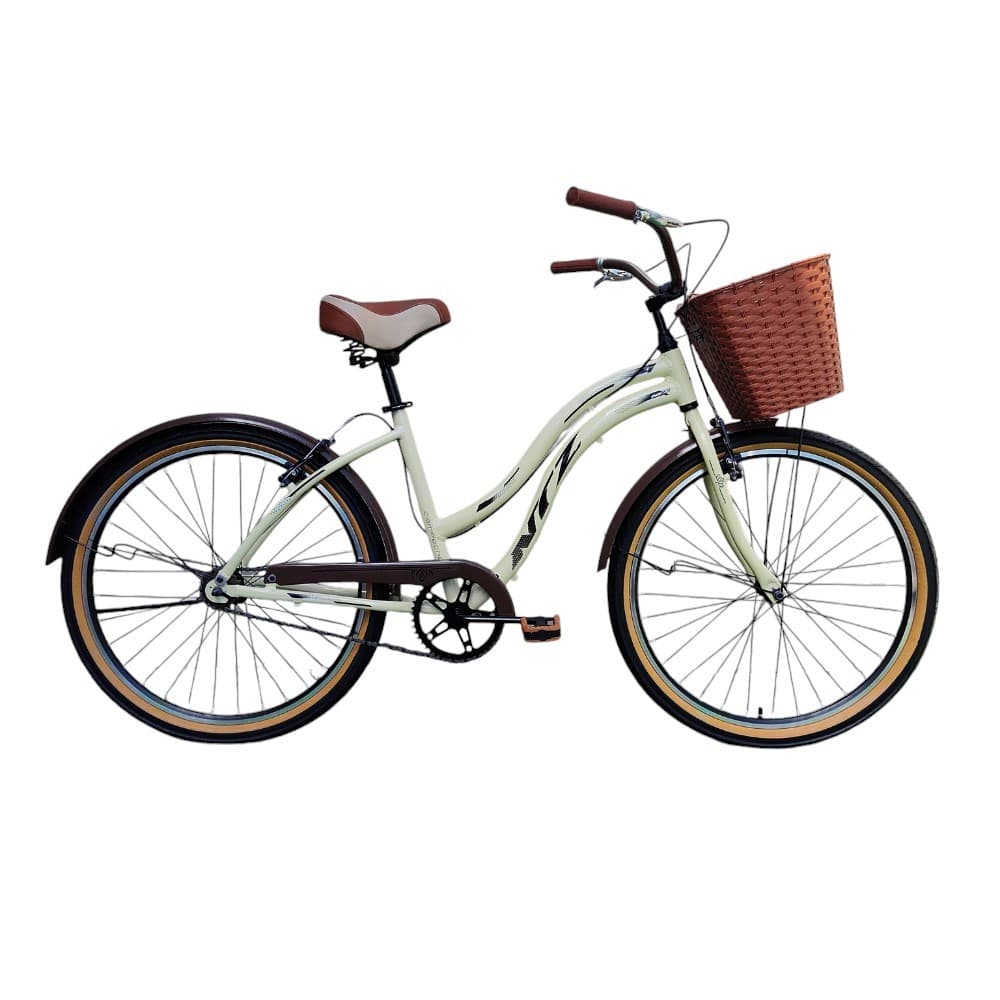 Bicicleta com Cesta  Beach Campeche Ntz 26 Aluminio Retro Confort 7 velocidade