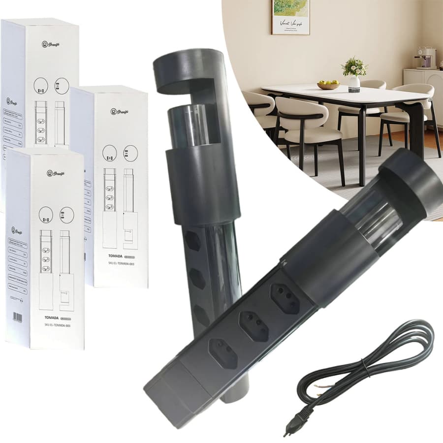 TOMADA DE MESA 3 PINOS ADESIVA + USB + TOUCH 5V/3.4A LUMX3
