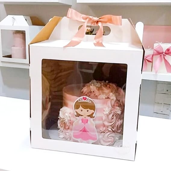 10 CAIXAS PARA BOLO ALTO 26x26x26 COM ALÇA DE APOIO E VISOR