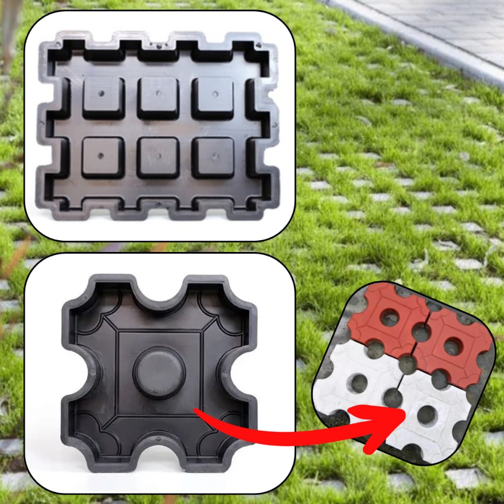 Molde plastico fabricar bloco concreto calçada rua com grama jardim passagem horta quintal pisograma