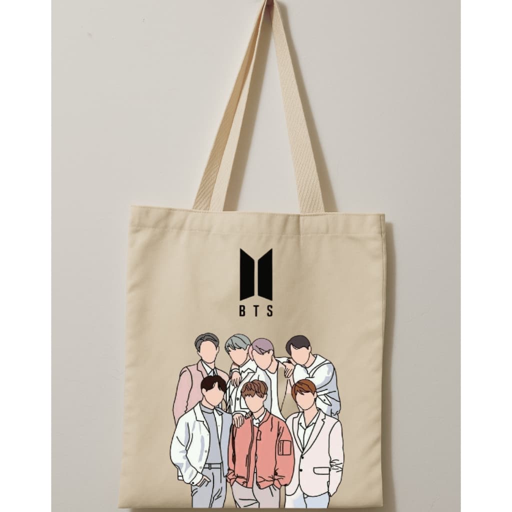 Ecobag BTS WHITE 6 – 30x30cm Algodão Cru | Bolsa Ecológica K-Pop | Army | Coleção Exclusiva