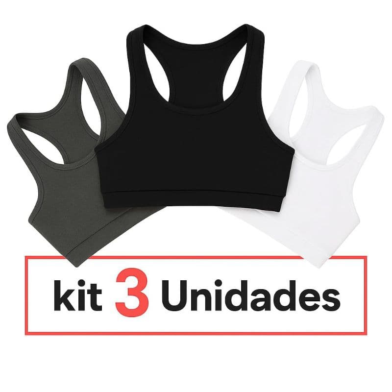 Kit com 3 top liso feminino suplex