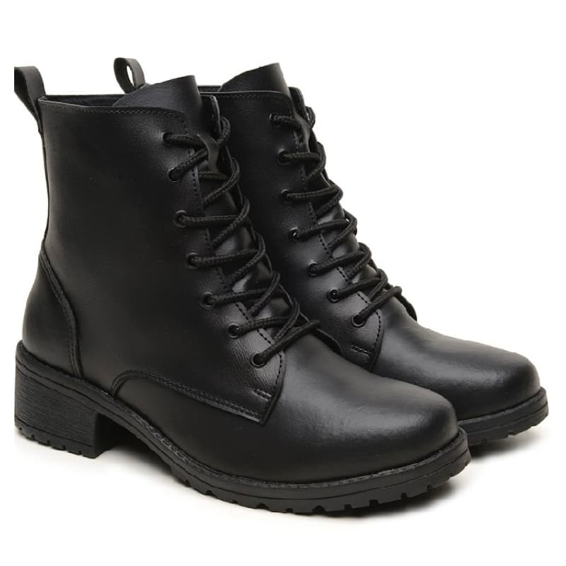 Bota Coturno Feminina Cano Medio com Salto Plataforma  Sola de Borracha Antiderrapante Confortável Casual Moda Bloqueira
