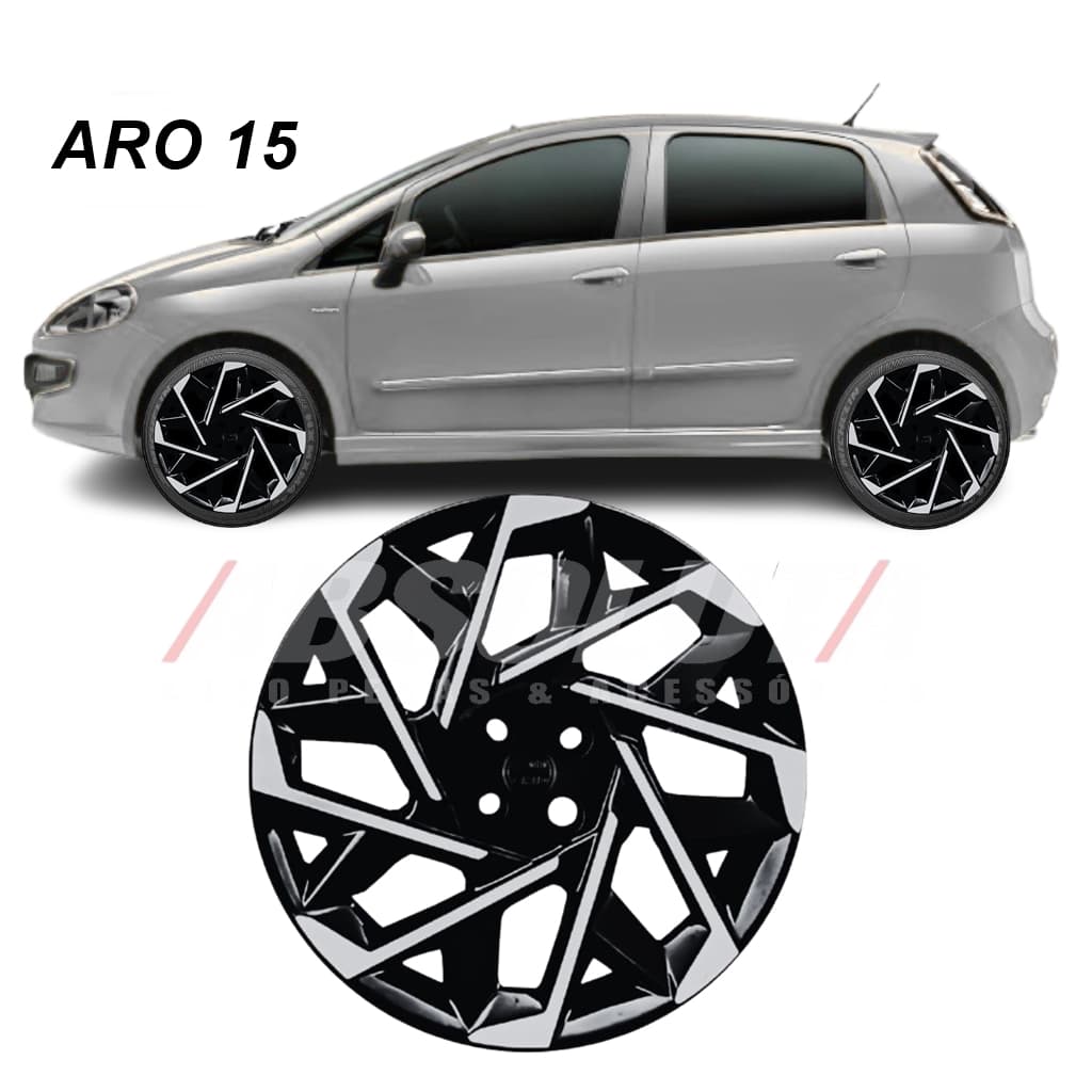 Calota PUNTO Aro 15 ou Aro 14  Gol Saveiro Hb20 Esportiva Preta Patra 4 Furos Grid Leia o anuncio