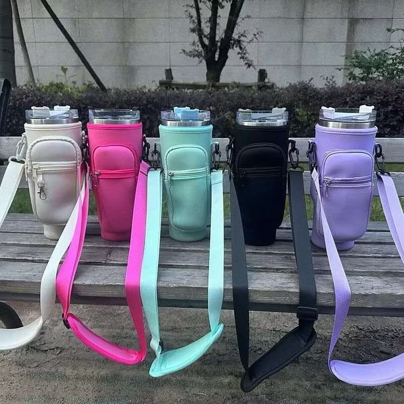 Suporte para copos de agua,com alça ajustavel para ombro,suporte para garrafa e copo termico