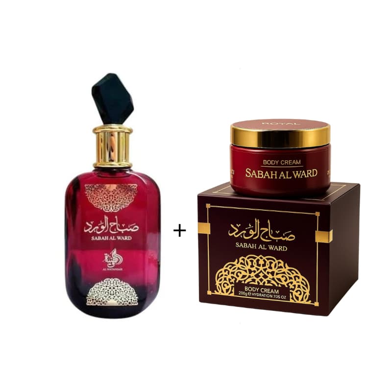 Kit Perfume Árabe Sabah Al Ward 100ml + Creme Hidratante 200ml Original