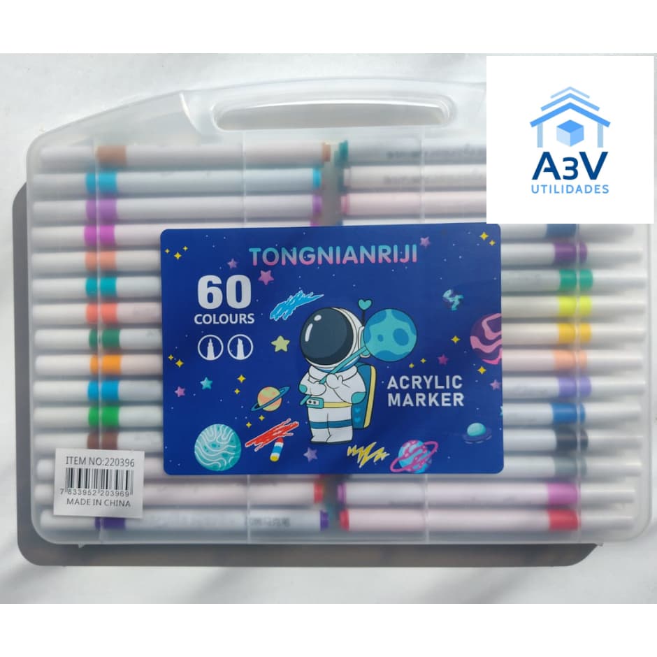 Canetinha para Pintura Acrylic Marker 60 cores/Estojo / Maleta de canetinhas acrílicas