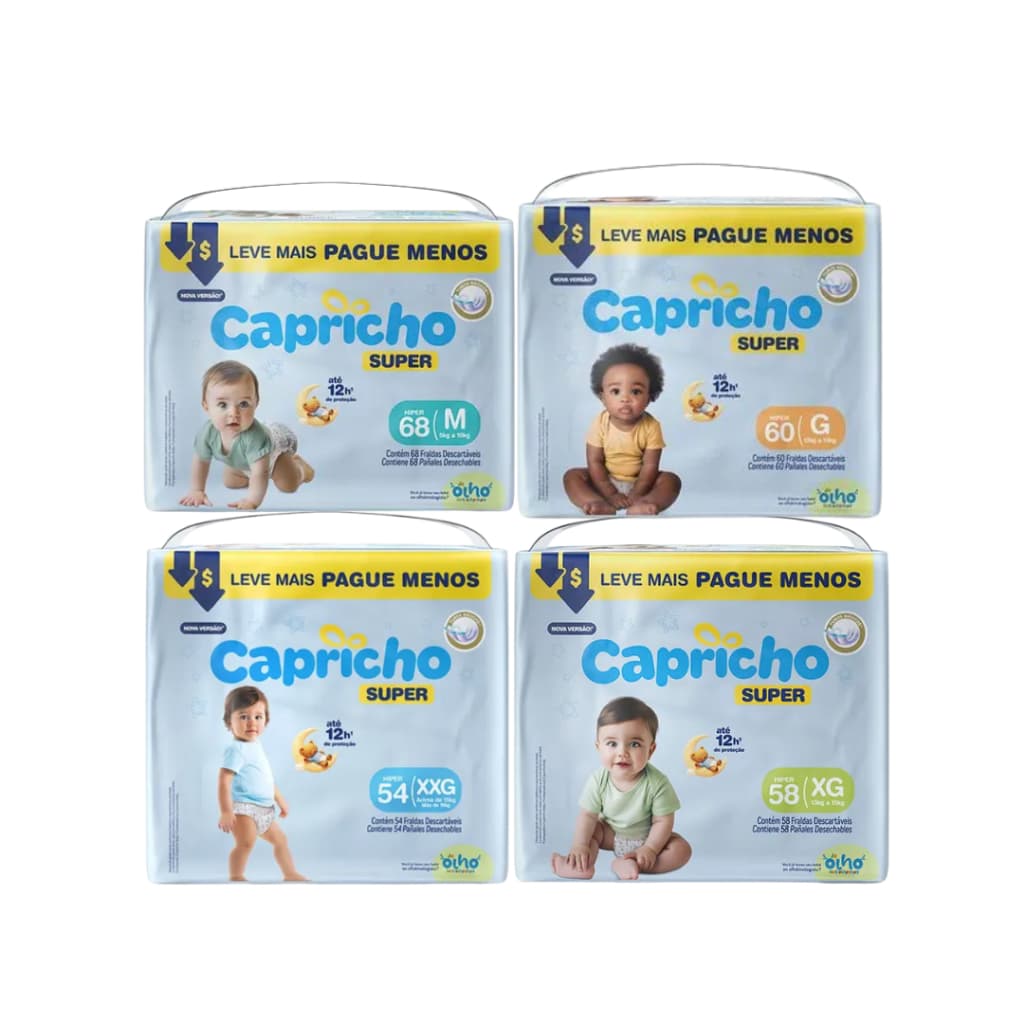 Fralda Descartável Infantil Capricho Baby Super Pacote Bag