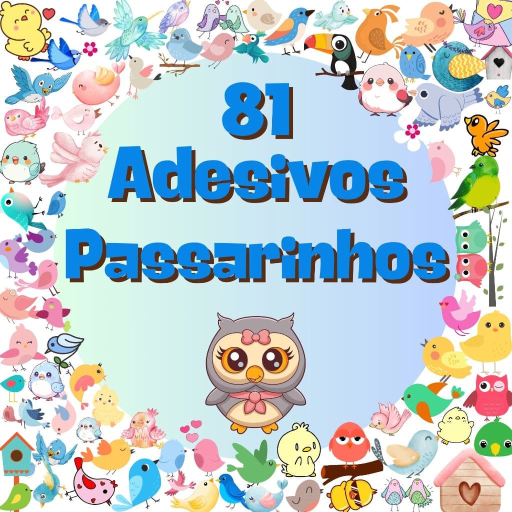 Kit 81 Adesivos Passarinhos para Agenda Cadernos Notebook Planner